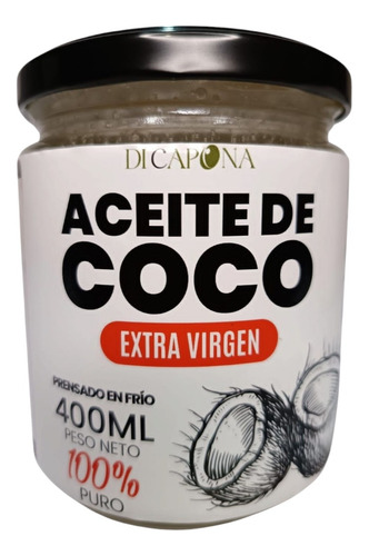 Aceite De Coco Órganico Extravirgen 2 X 400ml Di Capona