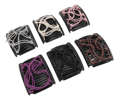 Pack De 6 Peinetas Elásticas Con Doble Clip Para Mujer