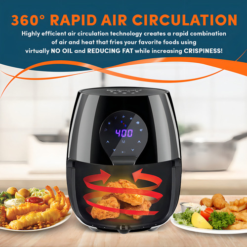 Elite Gourmet Eafd# Freidora Digital De Aire Caliente De 5.. Color Negro