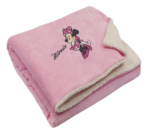 Frazada Bordada Sherpa Tesso Cobija Microfibra Calientita Color Minnie