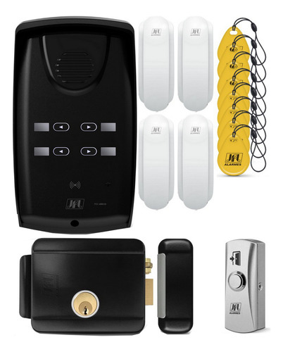Kit Porteiro Predial Pec 4000id Jfl 4 Interfones Fech 8 Tag