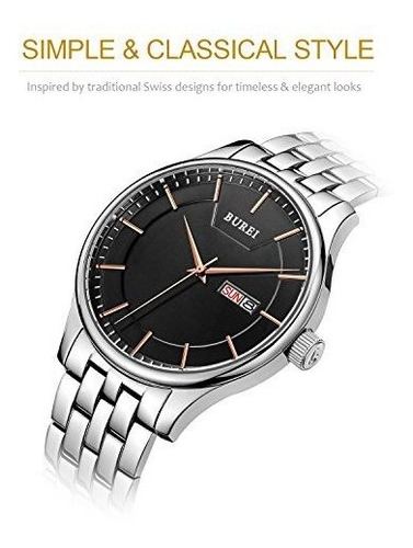 Reloj Burei Men Simple De Cuarzo Dial Analogico Negro Con Ve