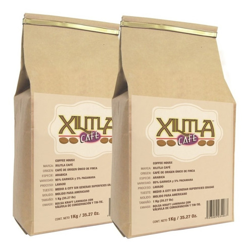 Imagen 1 de 5 de Café De Finca 2pack De 1 Kg C/u Xilitla Café Molido