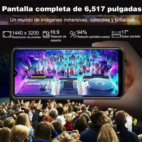 Teléfono 4gb Ram 64gb Dual Sim Soporte Expansión 256 Gb 6.517 Pulgadas Celular Con Reconocimiento Facial 6000mah Negro