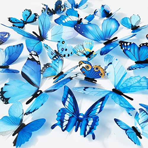 Mariposas Decorativas Stickers 3d X 48u Azuladas