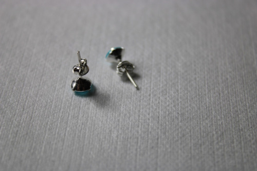 Brincos Zircônia Redonda 7mm Prata 925 Azul Claro