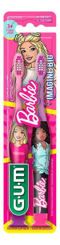 Cepillo De Dientes Infantil Gum Barbie Con Base De Succión 2 Cepillos
