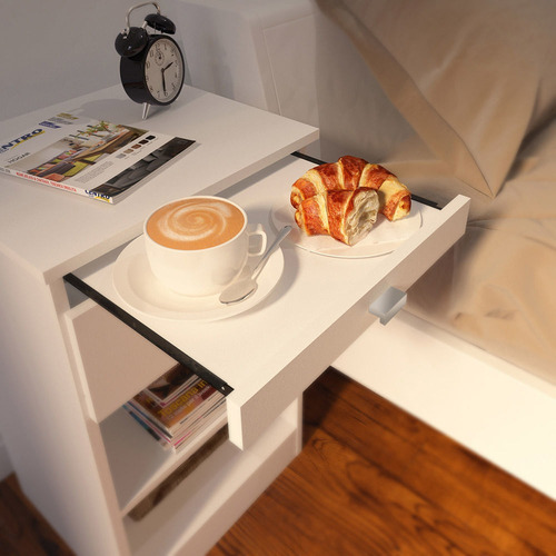 Imagen 3 de 8 de Mesa De Luz Con Desayunador Centro Estant Blanca