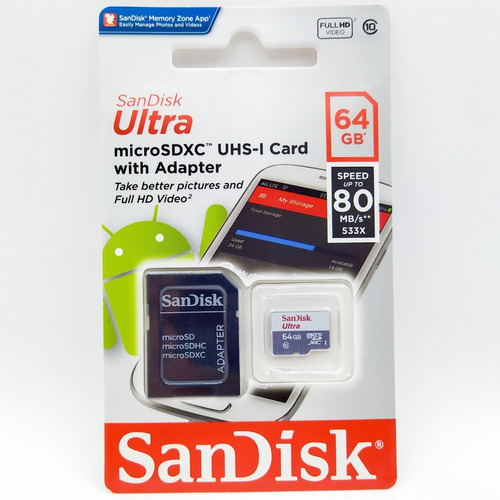 Micro Sd 64gb - Sandisk - Ultra Classe 10 - Pronta Entrega