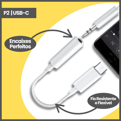 Adapdador Cabo P2 Para Usb-c Fones Microfones Android