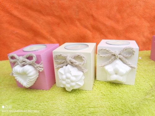 Imagen 5 de 5 de Porta Velas Decorados En Madera Mdf 6x6 Cm