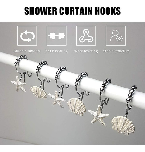 Ganchos Para Cortina De Acero Inoxidable Forma Concha 12 Pz