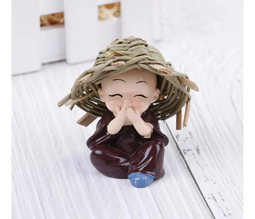 Monjes De La Suerte Con Sombrerito Paja X 4 Resina Premium Varios