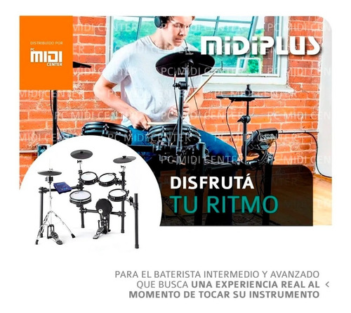 Imagen 6 de 8 de Batería Electrónica Midiplus Ed8 5 Cuerpos 3 Platillos Cuota