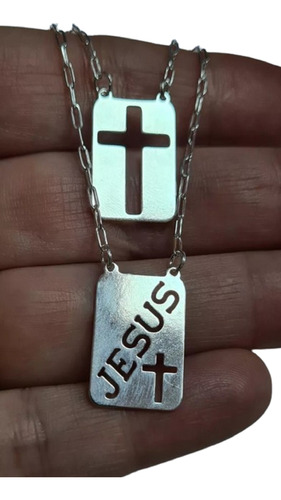 Corrente Escapulário Jesus Com Crucifixo Prata 925 Legítima