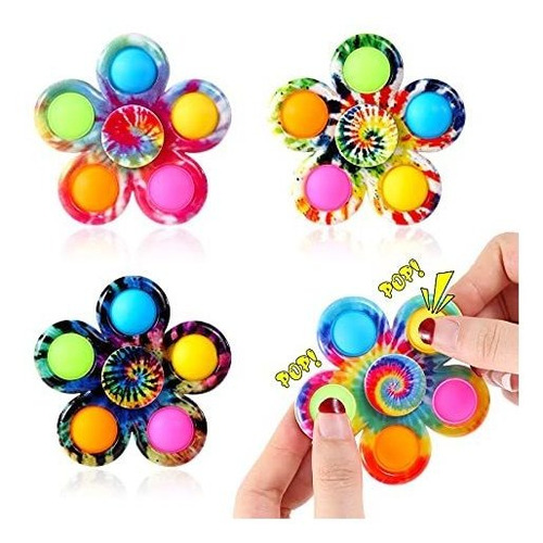 Effacera Pop Fidget Spinner Toys 4 Pack, Tie-dye Popper Pop