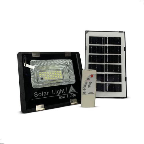 Refletor Led 50w Energia Solar Placa E Controle Prova D'água