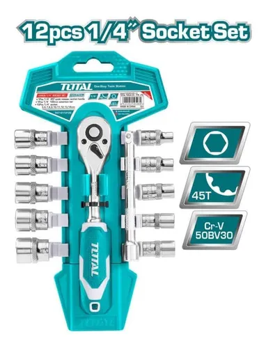 RatchetDe1/4ConJuegoDeDadosDe12PiezasMarcaTotal
