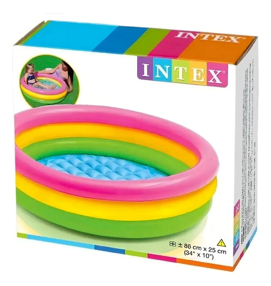 Piscina Inflável redonda Intex Sunset Glow 58924 Multicolorido de 86cm x 25cm 56L rosa e amarela e verde caixa