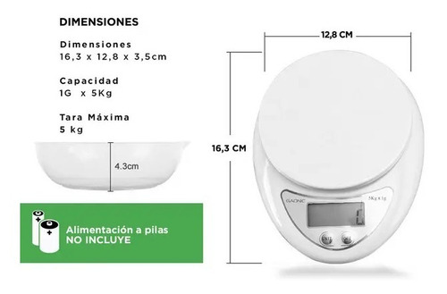 Imagen 8 de 8 de Balanza Digital De Cocina Balanz11 Gadnic 1gr A 5kg
