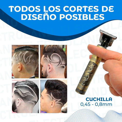 Imagen 6 de 10 de Máquina Profesional Corta Patilla Barba Pelo Vintage Trimmer
