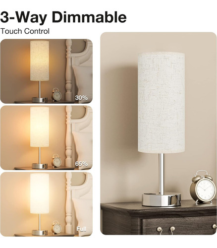 Lámpara De Mesa Táctil Para Mesita De Noche De Dormitorio, L