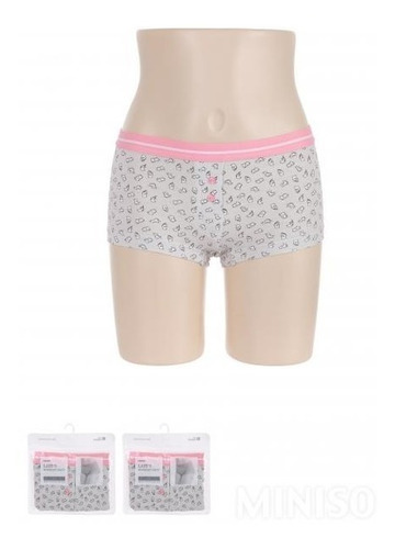 Calzon Para Mujer Tipo Boxer Franja Rosa Gris