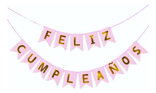 Guirnalda Feliz Cumpleaños Rosado Dorado Cotillón Activarte