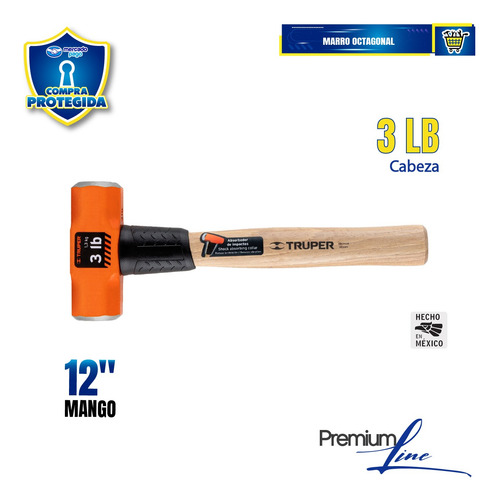 Marro Octagonal 3 Lbs. Mango Madera 12' Truper 16507