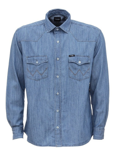 Camisa Jeans Masculina Manga Longa Original Wrangler 29492