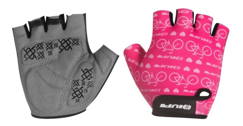 Luva Ciclismo Ciclista Feminina Hupi Bicicletinha Rosa Linda