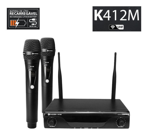 Microfone Recarregável Kadosh K412m Sem Fio