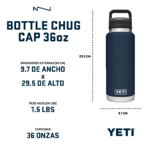 Termo Yeti 36oz Bottle Chug - Capacidad 1.065 L Negro (Usado)