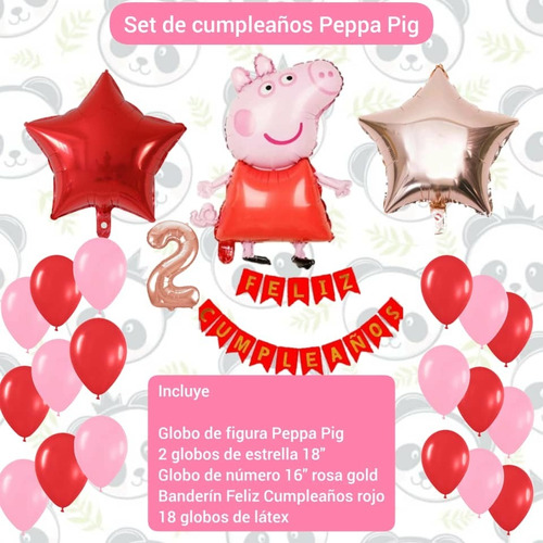 Combo Decoración Cumpleaños Globos Peppa Pig / Banderin