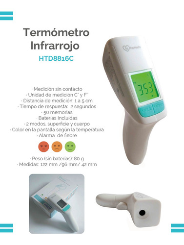 Termómetro Infrarrojo Sin Contacto Con Alarma De Fiebre