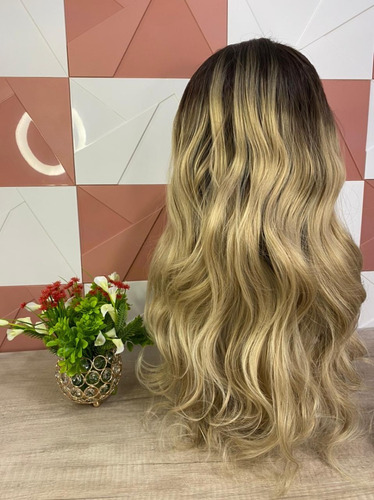 Imagem 5 de 5 de Peruca Front Lace Loira Ombrehair Grazi Fibra Futura Jachair