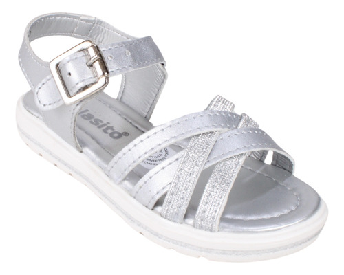 Huarache Sandalia Blasito Niña Plata Hebilla