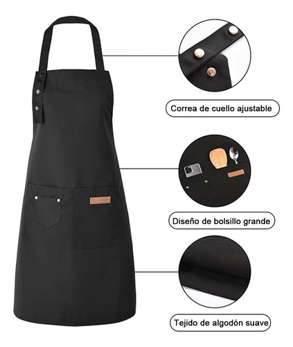 5 Pzs Mandil Cocina Chef Delantal Ajustable Multiusos