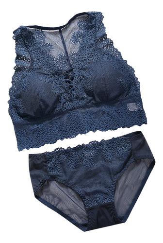 Conjunto De Bragas Con Sujetador Inalámbrico De Encaje Para