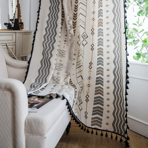 Cortinas Boho Colorbird 2 Paneles De 84 Pulgadas Cortina Geo