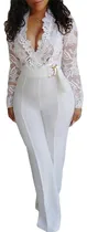 Comprar Enterizos Dama Elegante Encaje Cuello En V Con Cinturón