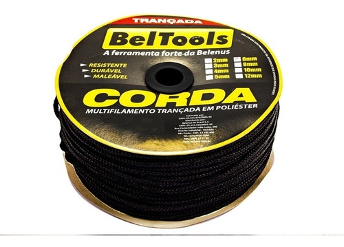 Corda Seda 4mm Carretel Com 5 Kg Preta Beltools