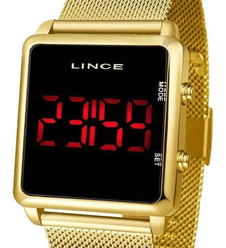 Relógio Lince Led Dourado Mdg4596l Original + Garantia + Nfe