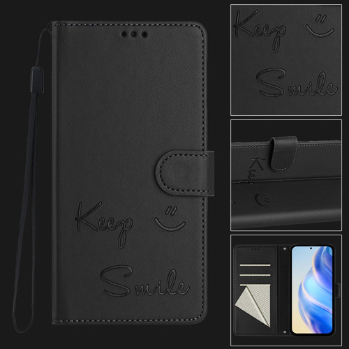 Funda De Piel Con Forma De Cara Sonriente Para Motorola Edge 50 Fusion Con Ranuras Para Tarjetas, Cierre Magnético, Cartera, Bloqueo Rfid, Soporte