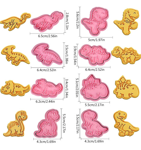 Juego De 8 Moldes Para Galletas Con Dibujos Animados De Dino