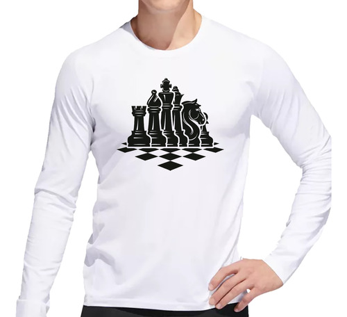 Remera Hombre Ml Ajedrez Piramide Diseño Piezas Fichas