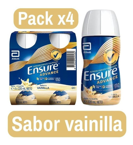 Ensure Advance Sabor Vainilla 220ml - Pack X4