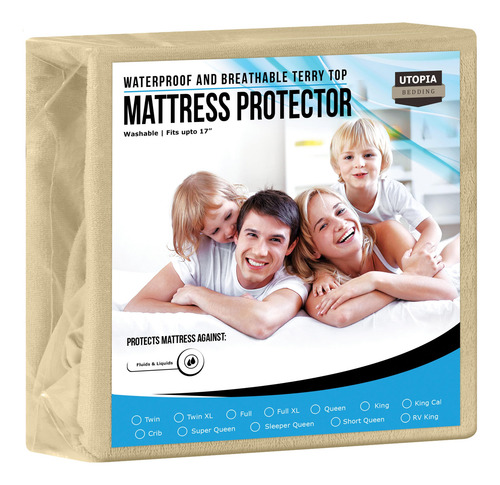 Utopia Bedding Protector De Colchon Imper King Beige Beige Lisa King