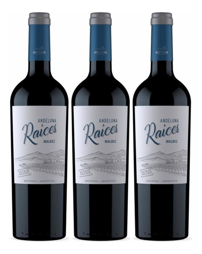 Vino Andeluna Raices Malbec 750 Ml Tinto X3 Fullescabio