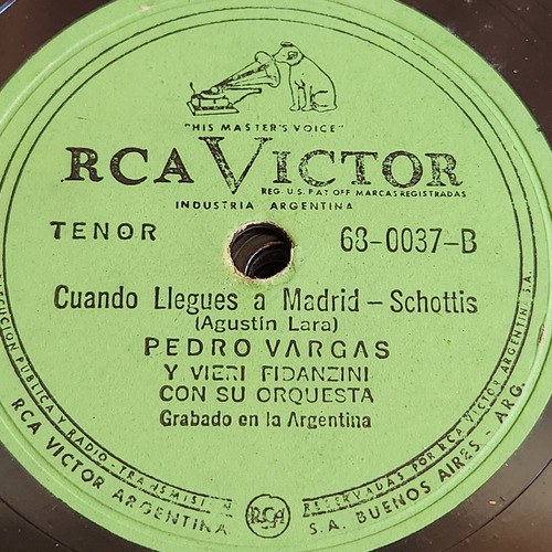 Pasta Pedro Vargas Vieri Fidanzini Orq Rca Victor C557